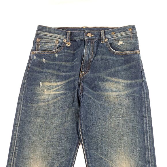 R13 The Classic straight leg Italy Jeans 28 Indigo R13W0189-197 distressed US 8 - Picture 4 of 16